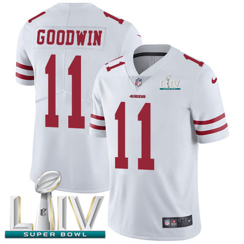 San Francisco 49ers Nike #11 Marquise Goodwin White Super Bowl LIV 2020 Men Stitched NFL Vapor Untouchable Limited Jersey